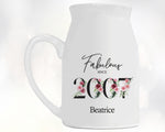 18th Birthday Gift for Her - Fabulous Since 2007 Small Personalised Flower Pot Vase 18 Gift for Women Floral Design Daughter Sister BNC18