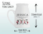 30th Birthday Gift for Her - Wonderful since 1995 Small Personalised Flower Pot Vase 30 Gifts for Women Floral Design Daughter Sister BND30