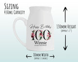 100th Birthday Gift for Women - Happy Birthday 100 Small Personalised Flower Pot Vase 1925 Gift for Her Ladies Floral Design Grandma BNA100