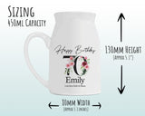 70th Birthday Gift for Women - Happy Birthday 70 Small Personalised Flower Pot Vase 1955 Gift for Her Ladies Floral Design Nan Gran BNA70