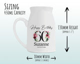 60th Birthday Gift for Women - Happy Birthday 60 Small Personalised Flower Pot Vase 1965 Gift for Her Ladies Floral Design Mum Nan BNA60