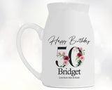 50th Birthday Gift for Women - Happy Birthday 50 Small Personalised Flower Pot Vase 1975 Gift for Her Ladies Floral Design Mum Nan BNA50