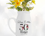 50th Birthday Gift for Women - Happy Birthday 50 Small Personalised Flower Pot Vase 1975 Gift for Her Ladies Floral Design Mum Nan BNA50