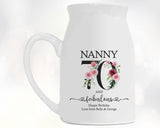 70th Birthday Gift for Women - 70 and Fabulous Small Personalised Flower Pot Vase 1955 Gift for Her Ladies Floral Design Nan Gran BNK70