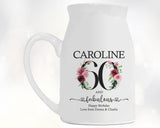60th Birthday Gift for Women - 60 and Fabulous Small Personalised Flower Pot Vase 1965 Gift for Her Ladies Floral Design Mum Nan BNK60
