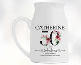 50th Birthday Gift for Women - 50 and Fabulous Small Personalised Flower Pot Vase 1975 Gift for Her Ladies Floral Design Mum Nan BNK50