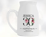 30th Birthday Gift for Her - 30 and Fabulous Small Personalised Flower Pot Vase 1995 Gifts for Women Floral Design Daughter Sister BNK30