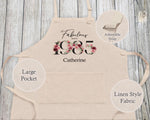 40th Birthday Gift for Her - Personalised Apron Happy Birthday 1985 40 Gift for Women - Ladies Floral Design Daughter Niece Forty BNC40AP