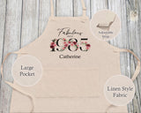 40th Birthday Gift for Her - Personalised Apron Happy Birthday 1985 40 Gift for Women - Ladies Floral Design Daughter Niece Forty BNC40AP
