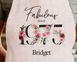 50th Birthday Gift for Women - Personalised Apron Happy Birthday Age 30 Gift for Her - Ladies Floral Design Daughter Niece Fifty BNC50AP