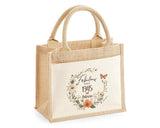 80th Birthday Gift For Women Personalised Jute Bag - Gift For Her Floral Tote Bag Gifts - Eighty 80 Fabulous Since 1945 Shopping Bag BNL80T