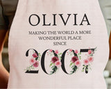 18th Birthday Gift for Her - Personalised Apron Wonderful Since 2007 18 Gift for Women - Ladies Floral Design Daughter Niece Eighteen BNC18