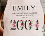 21st Birthday Gift for Her - Personalised Apron Since 2004 21 Gift for Women - Ladies Floral Design Daughter Niece Twenty One BNC21AP