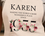 70th Birthday Gift for Women - Personalised Apron Wonderful Since 1955 70 Gift for Her - Ladies Floral Design Mum Nanny Nan Seventy BNC70AP