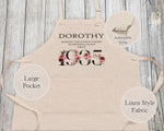 90th Birthday Gift for Women - Personalised Apron Wonderful Since 1935 90 Gift for Her - Ladies Floral Design Mum Nanny Nan Ninety BNC90AP
