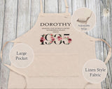 90th Birthday Gift for Women - Personalised Apron Wonderful Since 1935 90 Gift for Her - Ladies Floral Design Mum Nanny Nan Ninety BNC90AP