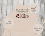 100th Birthday Gift for Women - Personalised Apron Wonderful Since 1925 100 Gift for Her - Ladies Floral Design Mum Nanny Nan Hundred BNC100
