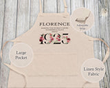 100th Birthday Gift for Women - Personalised Apron Wonderful Since 1925 100 Gift for Her - Ladies Floral Design Mum Nanny Nan Hundred BNC100