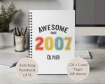 Personalised Apron for Mens 18th Birthday Gift for Him - Awesome Since 2007 18 Man Gift - Retro Year Design Son Brother Dad Eighteen BNG18