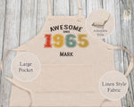 Personalised Apron for Mens 60th Birthday Gift for Him - Awesome Since 1965 60 Man Gift - Retro Year Design Son Brother Dad Sixty BNG60