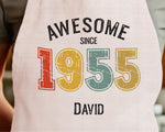 Personalised Apron for Mens 70th Birthday Gift for Him - Awesome Since 1955 70 Man Gift - Retro Year Design Son Brother Dad Seventy BNG70