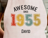 Personalised Apron for Mens 70th Birthday Gift for Him - Awesome Since 1955 70 Man Gift - Retro Year Design Son Brother Dad Seventy BNG70
