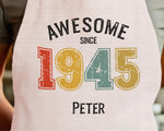 Personalised Apron for Mens 80th Birthday Gift for Him - Awesome Since 1945 80 Man Gift Retro Year Design Brother Dad Grandad Eighty BNG80