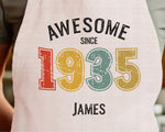 Personalised Apron for Mens 90th Birthday Gift for Him - Awesome Since 1935 90 Man Gift - Retro Year Design Son Brother Dad Ninety BNG90