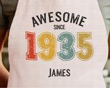 Personalised Apron for Mens 90th Birthday Gift for Him - Awesome Since 1935 90 Man Gift - Retro Year Design Son Brother Dad Ninety BNG90