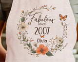 18th Birthday Gift for Her - Personalised Apron Fabulous Since 2007 Gift for Women Ladies Floral Butterfly Design Daughter Eighteen BNL18