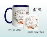 16th Birthday Gift for Her - Fabulous Since 2009 Personalised Mug Coaster Age 16 Gift for Women Ladies Floral Butterfly Daughter Girl BNL16M
