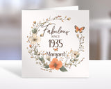 90th Birthday Card for Her - Fabulous Since 1935 Personalised With Name Age 90 Greetings Card for Women Ladies Daughter Mum Nan Wife BNL90