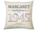 80th Birthday Gift for Women - Personalised 1945 Birthday Cushion Age 80 Gift for Her - Ladies Floral Age Design Mum Nan Gran Eighty BNN80C
