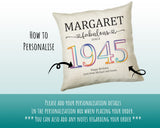 80th Birthday Gift for Women - Personalised 1945 Birthday Cushion Age 80 Gift for Her - Ladies Floral Age Design Mum Nan Gran Eighty BNN80C