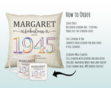 80th Birthday Gift for Women - Personalised 1945 Birthday Cushion Age 80 Gift for Her - Ladies Floral Age Design Mum Nan Gran Eighty BNN80C