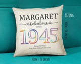 80th Birthday Gift for Women - Personalised 1945 Birthday Cushion Age 80 Gift for Her - Ladies Floral Age Design Mum Nan Gran Eighty BNN80C