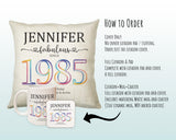 40th Birthday Gift for Women - Personalised 1985 Birthday Cushion Age 40 Gift for Her Ladies Floral Design Mum Daughter Sister Forty BNN40C
