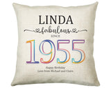 70th Birthday Gift for Women - Personalised 1955 Birthday Cushion Age 70 Gift for Her - Ladies Floral Design Mum Nan Gran Seventy BNN70C