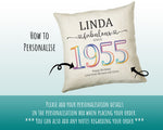 70th Birthday Gift for Women - Personalised 1955 Birthday Cushion Age 70 Gift for Her - Ladies Floral Design Mum Nan Gran Seventy BNN70C