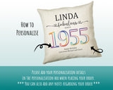 70th Birthday Gift for Women - Personalised 1955 Birthday Cushion Age 70 Gift for Her - Ladies Floral Design Mum Nan Gran Seventy BNN70C