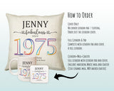50th Birthday Gift for Women - Personalised 1975 Birthday Cushion Age 50 Gift for Her - Ladies Floral Design Mum Nan Sister Fifty BNN50C