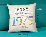 50th Birthday Gift for Women - Personalised 1975 Birthday Cushion Age 50 Gift for Her - Ladies Floral Design Mum Nan Sister Fifty BNN50C
