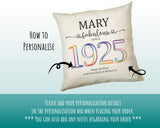 100th Birthday Gift for Women - Personalised 1925 Birthday Cushion Age 100 Gift for Her - Ladies Floral Design Mum Nan Gran Hundred BNN100C