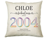 21st Birthday Gift for Women - Personalised 2004 Birthday Cushion Age 21 Gift for Her Lady Floral Design Daughter Sister Twenty One BNN21C