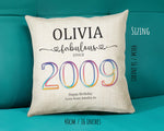16th Birthday Gift for Women - Personalised 2009 Birthday Cushion Age 19 Gift for Her Ladies Floral Design Daughter Sister Sixteen BNN16C