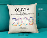16th Birthday Gift for Women - Personalised 2009 Birthday Cushion Age 19 Gift for Her Ladies Floral Design Daughter Sister Sixteen BNN16C