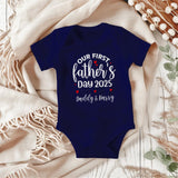 Matching First Fathers Day T Shirt and Babygrow Baby Vest - Our First Fathers Day Gift For Dad - Matching Design for Dad and Baby NB037