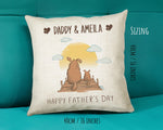Fathers Day Gift from Son Daughter - Personalised Dog Design Scatter Cushion Matching Daddy Mug Coaster Gift Bundle Gifts for Dad FD006