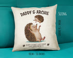 Fathers Day Gift from Son Daughter - Personalised Hedgehog Design Scatter Cushion Matching Daddy Mug Coaster Gift Bundle Gifts for Dad FD008