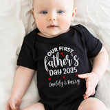 Matching First Fathers Day T Shirt and Babygrow Baby Vest - Our First Fathers Day Gift For Dad - Matching Design for Dad and Baby NB037